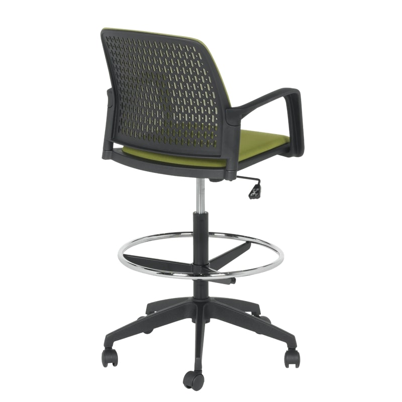 Висок работен стол - 7556 черна рамка-зелен